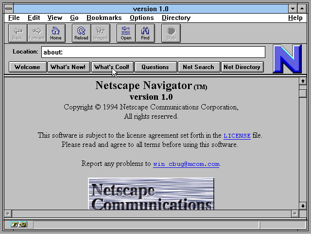NetScape 1.0 ที่จะปล่อยเวอร์ชั่นจริงอย่างเป็นทางการ