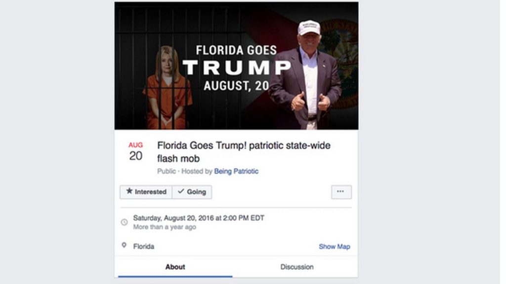 Florida Goes Trump ตัวอย่างกิจกรรมที่เปลี่ยนจากบอท สู่การประท้วงจริง ๆ ของมนุษย์ (CR:Tampa Bay Times)