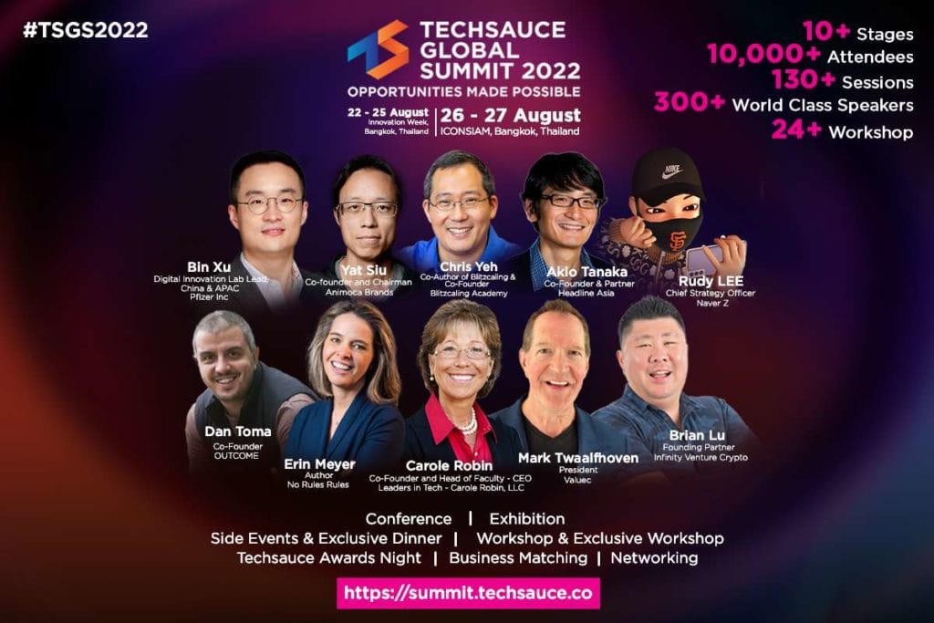 Techsauce Global Summit ครั้งนี้ ยกขบวน Speaker มามากกว่า 300 คน กับการจัด 11 เวทีเสวนา อัดแน่นทั้งความรู้ วิสัยทัศน์ และการแลกเปลี่ยนความเห็น (CR:Techsauce)