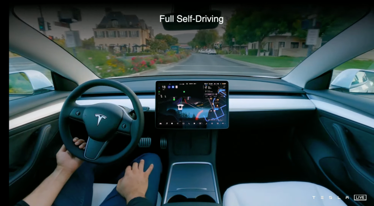 ฟีเจอร์ Full Self-Driving (FSD) ที่ Tesla กำลังทดสอบเวอร์ชั่นเบต้าในอเมริกาเหนือ (CR:Techcrunch)