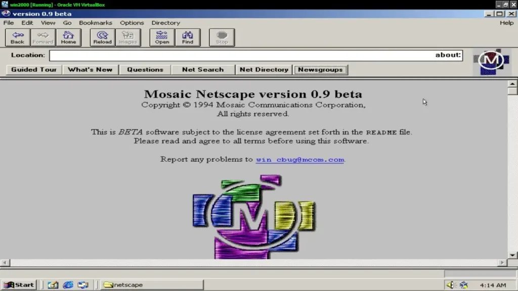 NetScape 0.9 ที่เตรียมปล่อยให้ทดลองใช้งาน (CR:Youtube)
